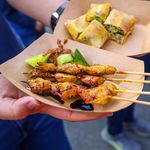 Photograph of skewered food